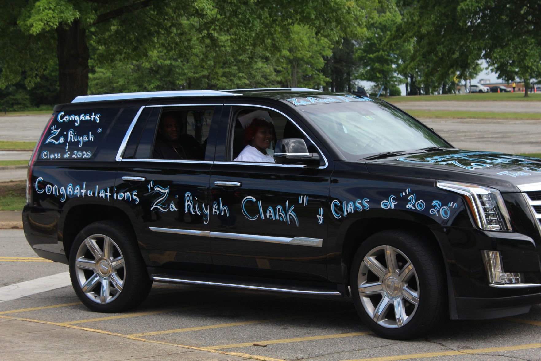 Family decorates vehicle for Za'Riyah Clark.JPG